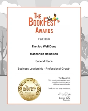 BookFest Awards certificate, Fall 2023, Business Leadership
