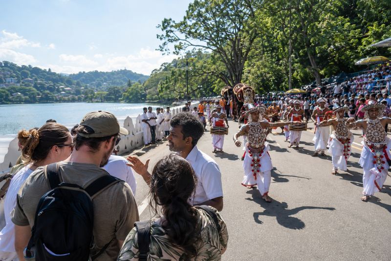 Drummers and dancers in the Kandy day perahera