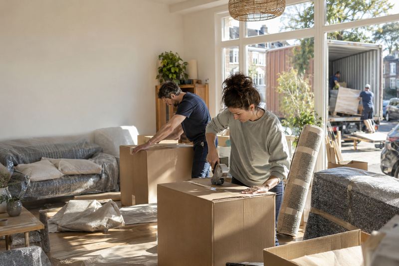 Movers packing a household for shipping home