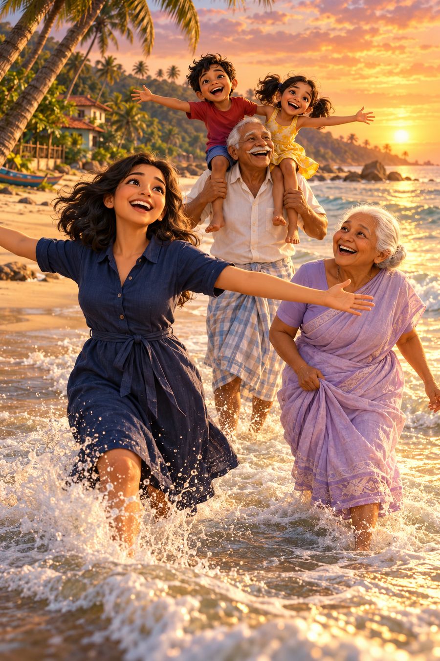 A picture from the song's film: සීයට මුහුද (The Sea for Seeya)