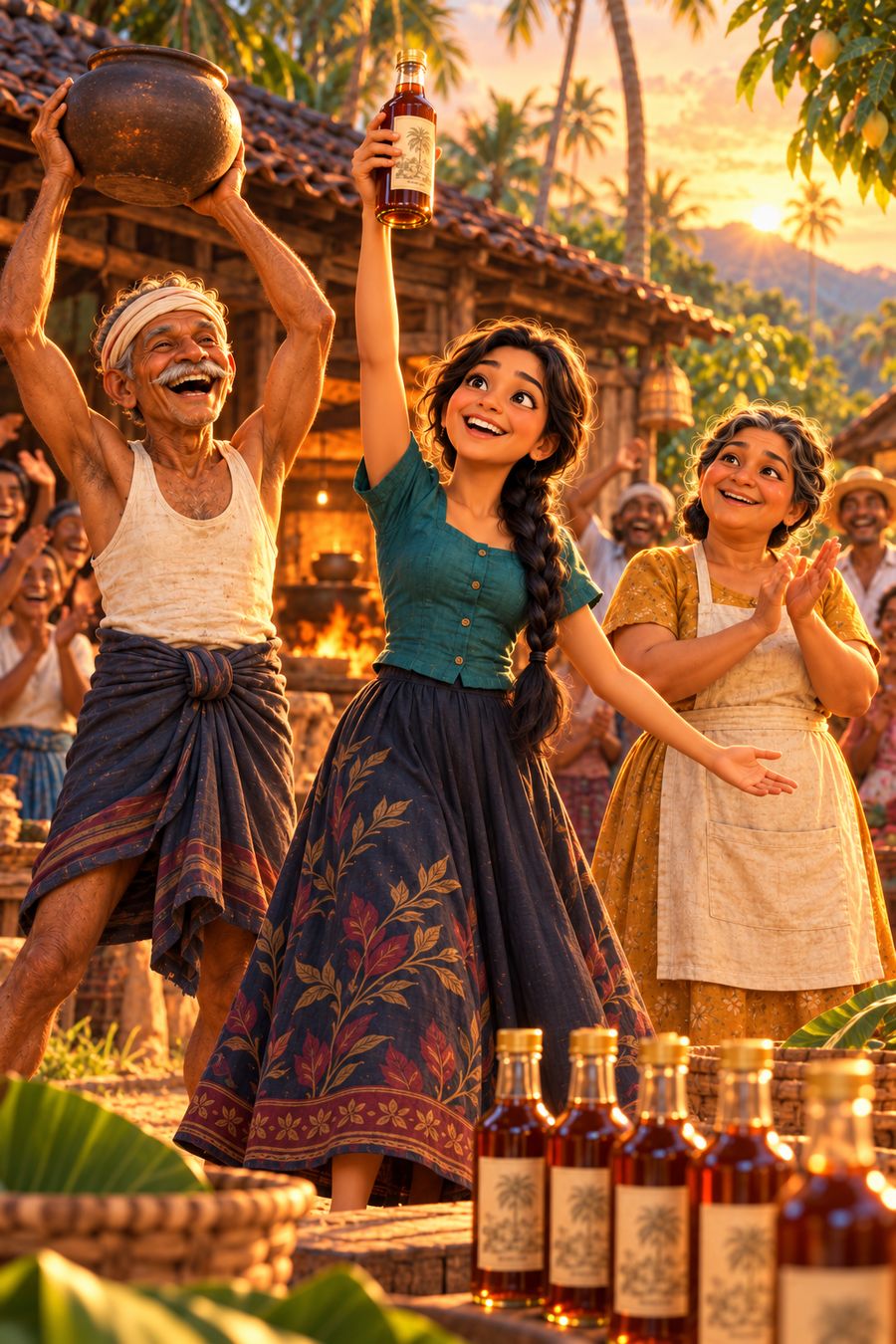 A picture from the song's film: තාත්තගේ කිතුල් පැණි (Dad's Kithul Treacle)